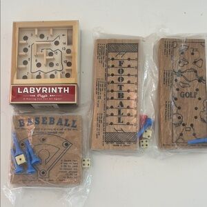 Vintage peg puzzle Set and labyrinth game  Classic Wooden Games